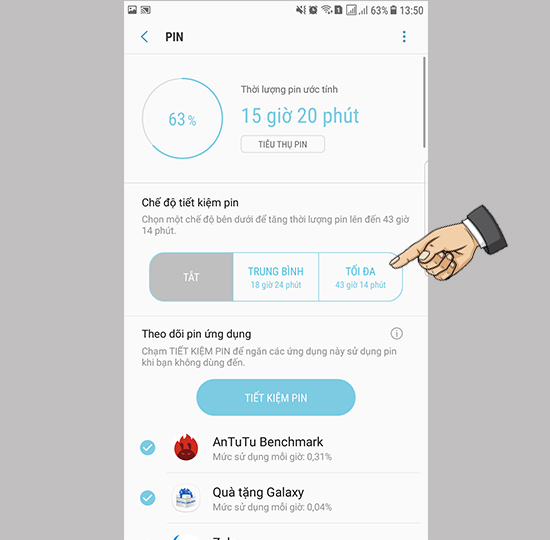 Bật siêu tiết kiệm Pin